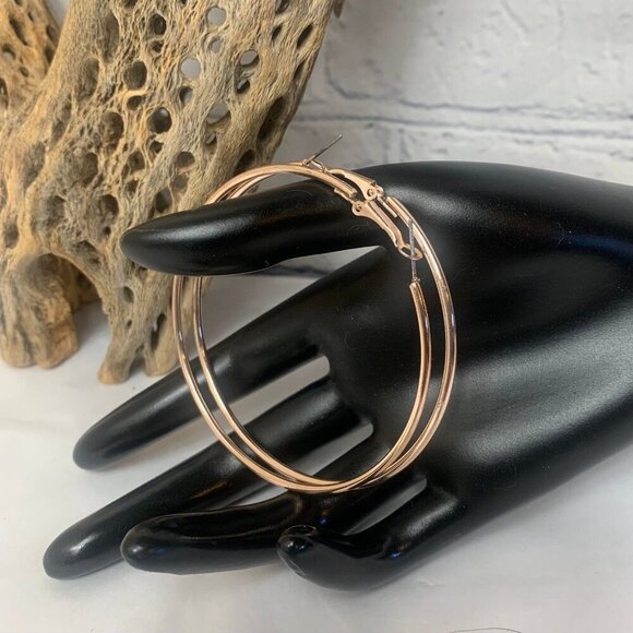 Large Gold-Tone 2.5" Hoop Earrings - Picture 2 of 6